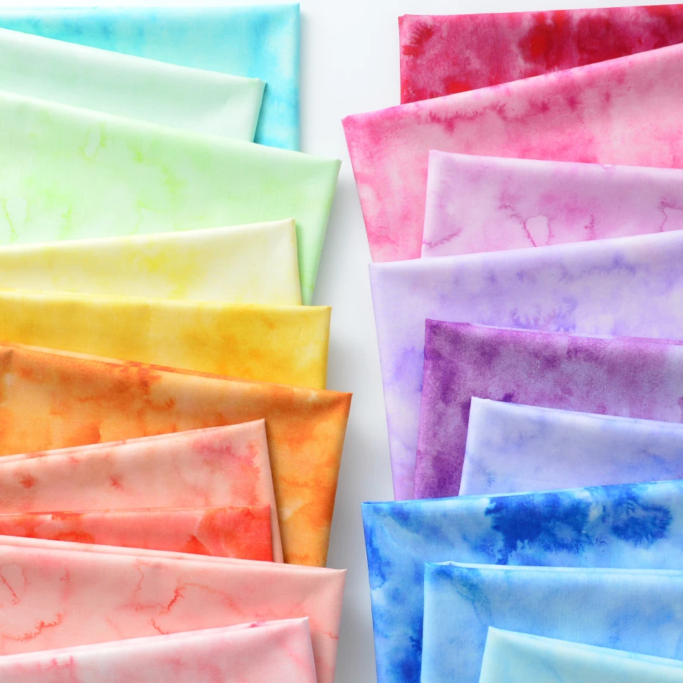 145x50cm Pure Cotton Digital Handmade DIY Patchwork Clothing Fabric, Watercolor Blooming Gradient Cloth