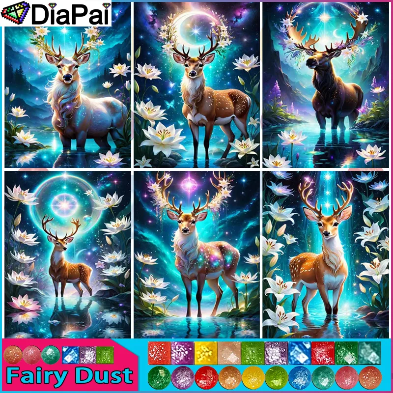 

DIAPAI Фея Пыль AB Полный Алмаз "Олень Животное Цветок" DIY 5D Алмазная Картина Вышивка Крестом Домашний Декор Картина Горный Хрусталь Рука