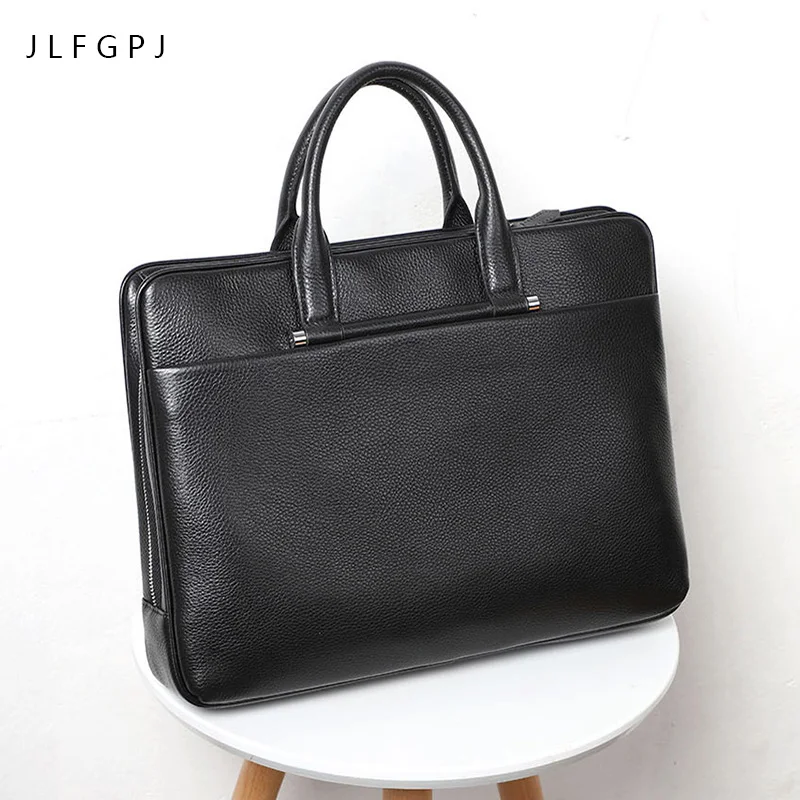 Genuine Leather Men's Handbag Top Layer Cowhide Large Capacity Business Casual One Shoulder Diagonal Back Briefcase