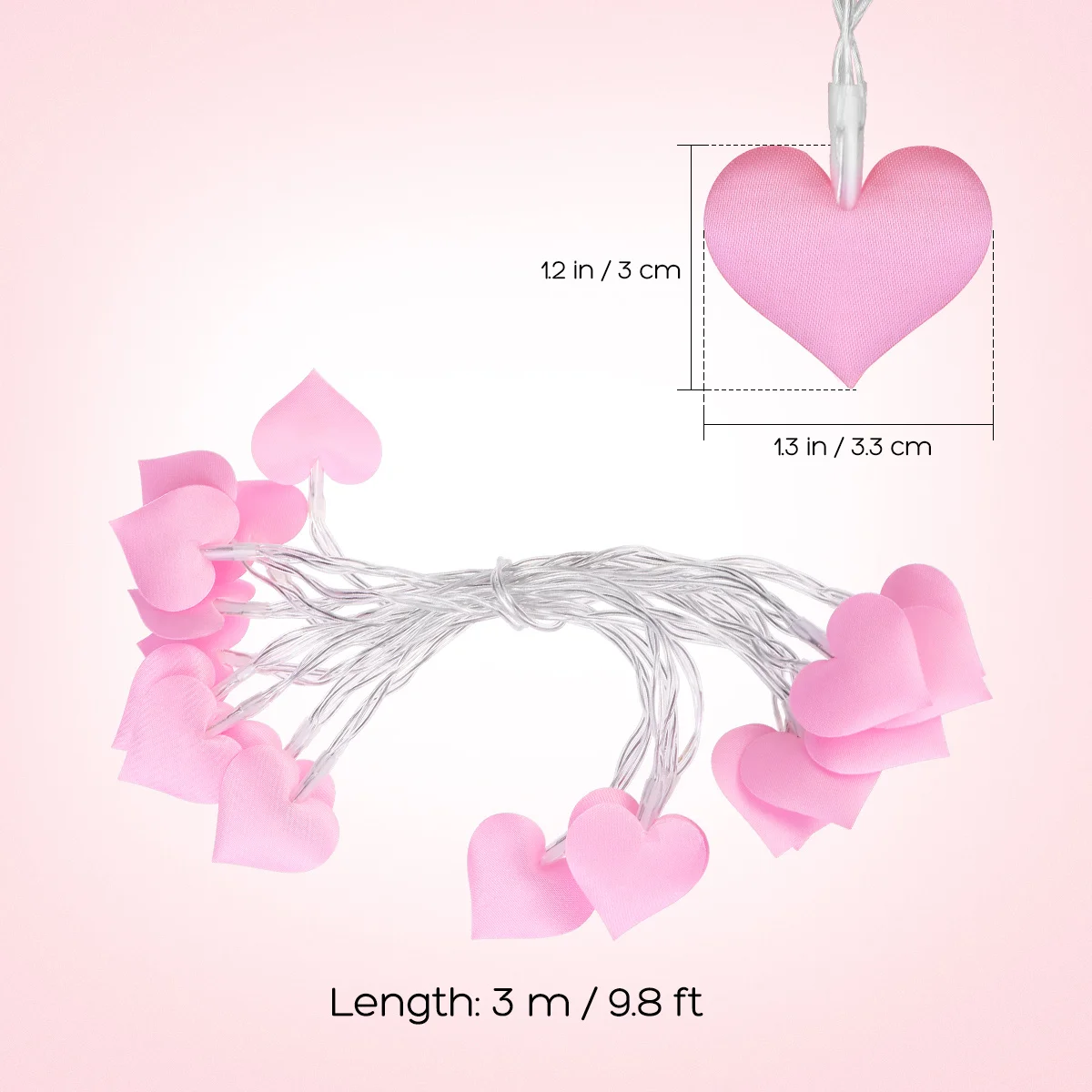 1 قطعة سلسلة أضواء على شكل قلب وردي أبيض دافئ لحفلات الزفاف ديكور التصوير حديقة المنزل المشهد سلسلة مصباح للديكور
