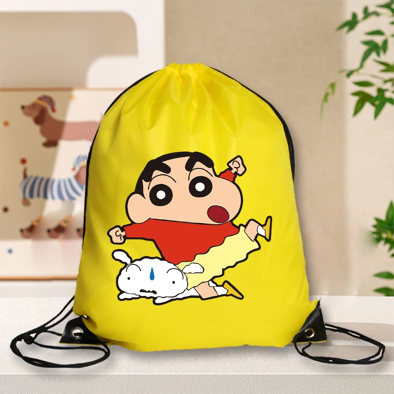 Crayoned Shin-chans Drawstring Bag Cute Cartoon Lightweight Travel Backpack Fashion Print Waterproof Portable Bags Birthday Gift