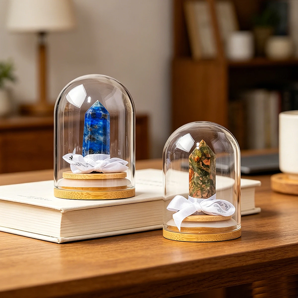Multi-color Quartz Crystal Point Glass Dome Ornament With Ribbon Mini Crystal Tower Healing Gift For Wedding Birthday Party