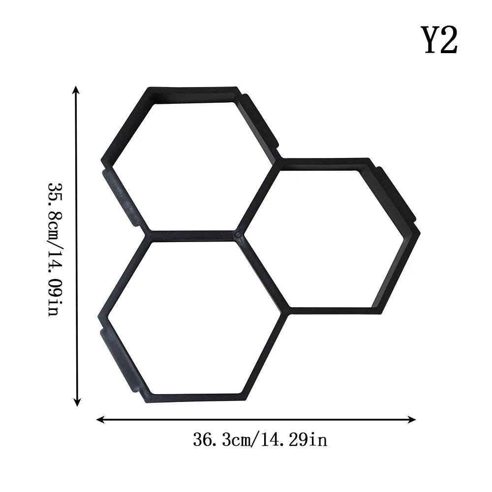 Hexagonal Pavement Mold Tool Plastic Reusable DIY Concrete Path Maker Mould for Garden Patio Walkway Driveway Paving Brick