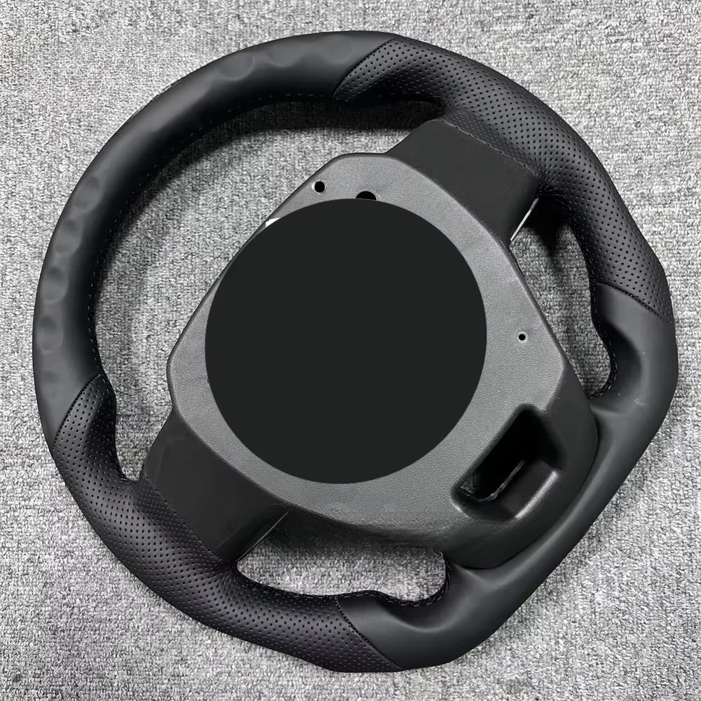 Venta caliente para Toyota LC300 de GR Logo cuero Real conjunto de volante de cuero perforado negro