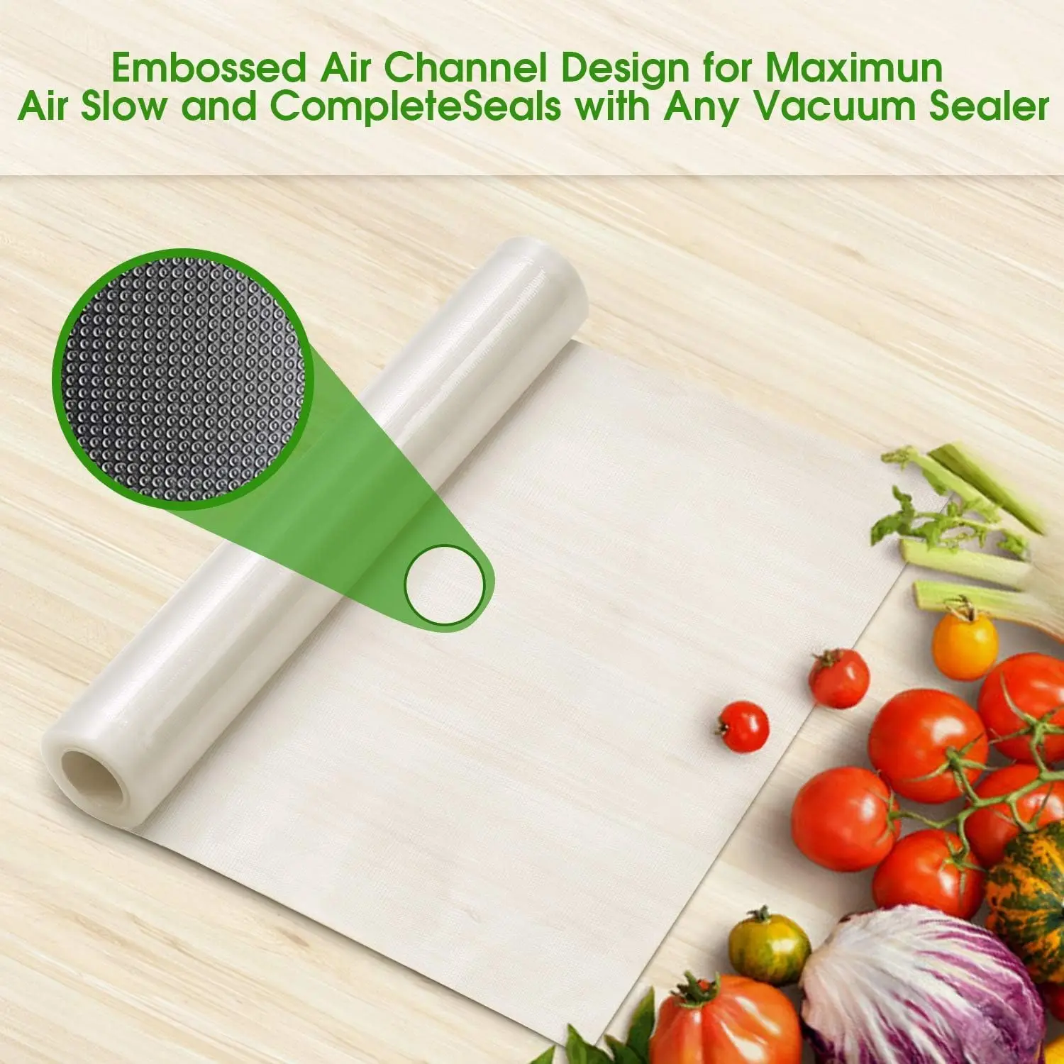 Вакуумные упаковочные пакеты, 2 рулона более толстых сверхмощных коммерческих качественных текстурированных вакуумных упаковочных пакетов для пищевых продуктов Sous Vide Cooking