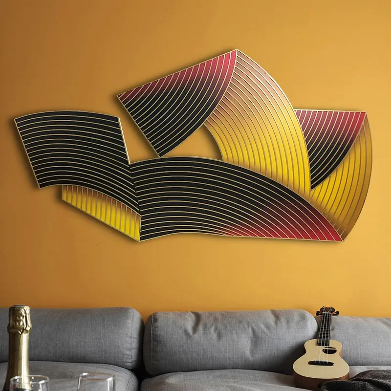 Geometric abstract line three-dimensional object painting mural modern simple living room sofa background wall