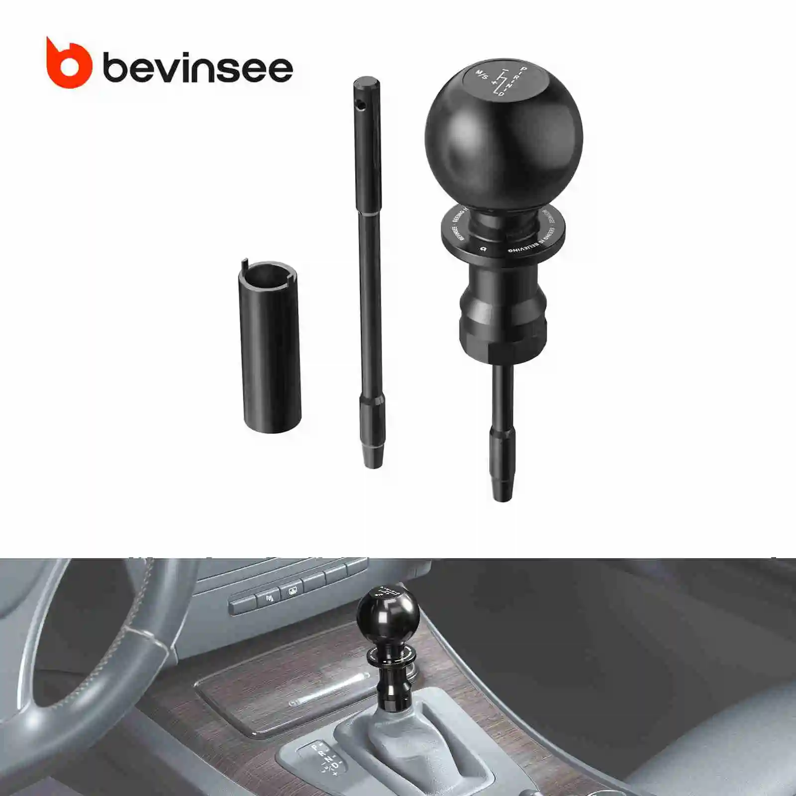 BEVINSEE Automatic Shift Knob Pull-Type Shifting For BMW E46 E90 E92 E91 E93 — Non-Destructive Reversible Installation