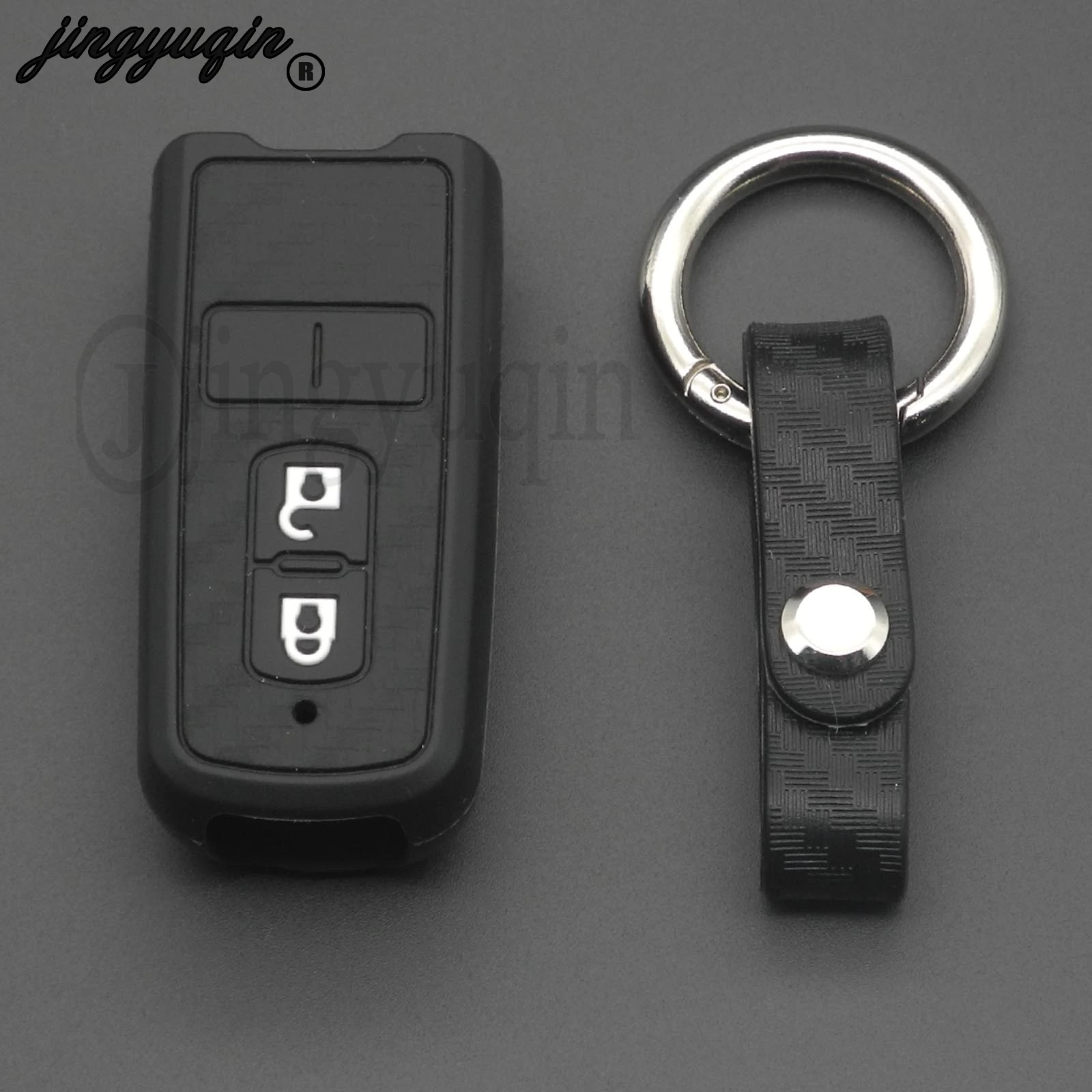 jingyuqin Carbon Silicone Cover Remote Fob Keychain Car Key Case for HONDA Accord Civic CRV Pilot Fit 2007 2008 2009 2010 11 12