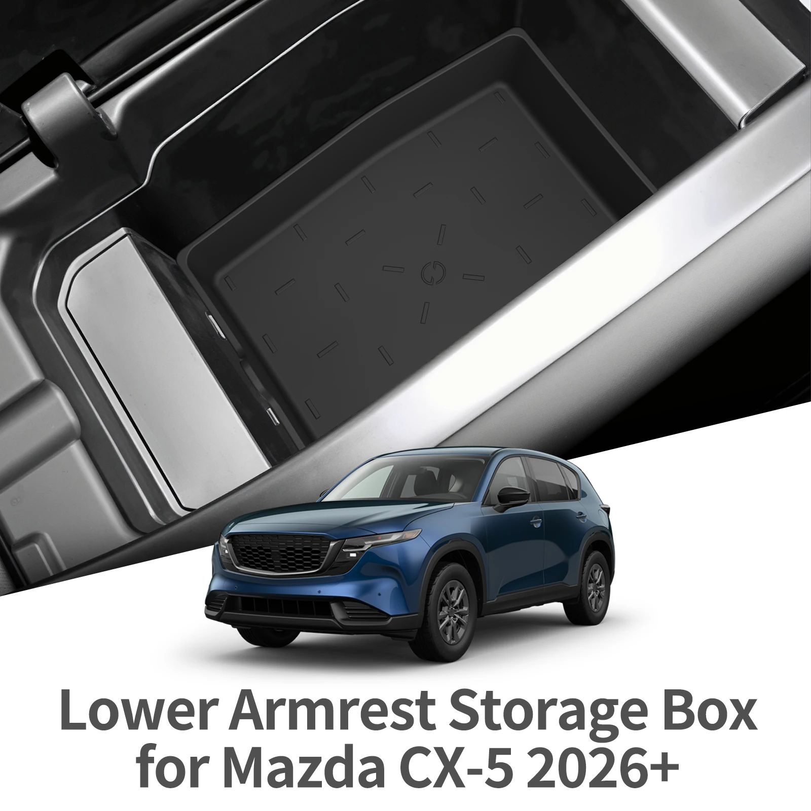 for Mazda CX-5 CX5 2026 Center Armrest Bottom Storage Tray TPE Insert Anti-slip Car Interior Accessories