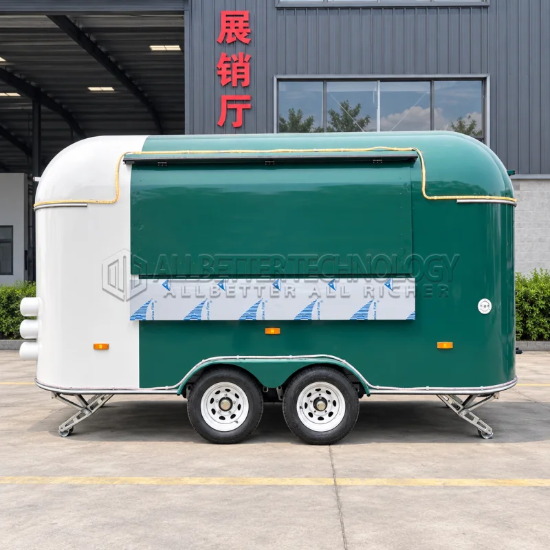 Allbetter Rugged Food Trailer Fully Equipped Mobile Kitchen Burger Pizza Taco Hot Dog Fries Ice Cream Coffee Lemonade CE