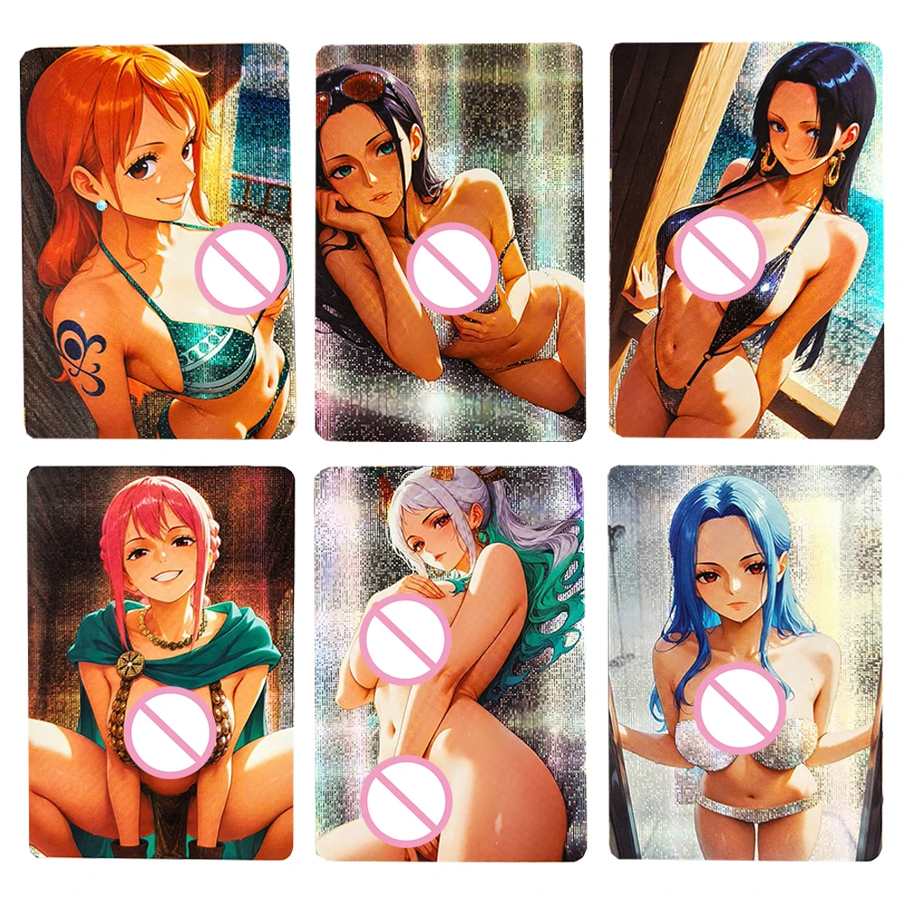 Een Stuk DIY 9PCS Getextureerde kleur flash collectible card Hancock Luffy Nami Perona Robin Zoro Jongen verjaardag kerstcadeau