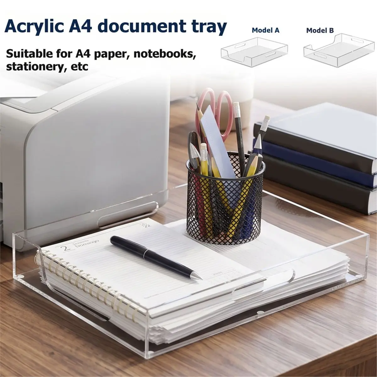A4 File Tray Clear Acrylic Desk Tray Organizer Desk Documents Trays Magazine Files Organizer Bin