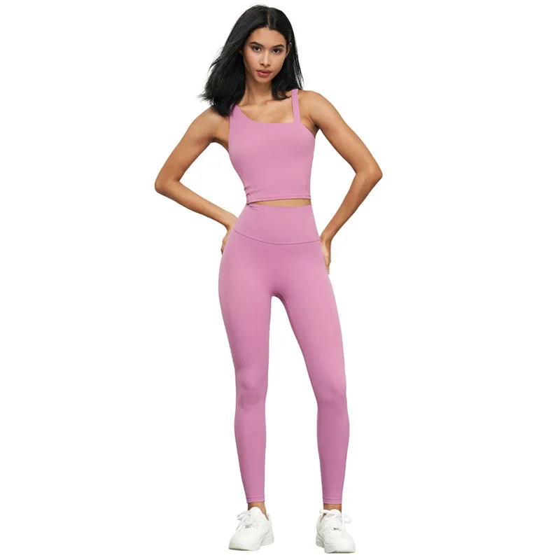 

Seamless Yoga Set Summer Gym Set Women Workout Clothes 2 Pieces Sports Suits Fitness Bra Top High Waist Leggings Running Outfit