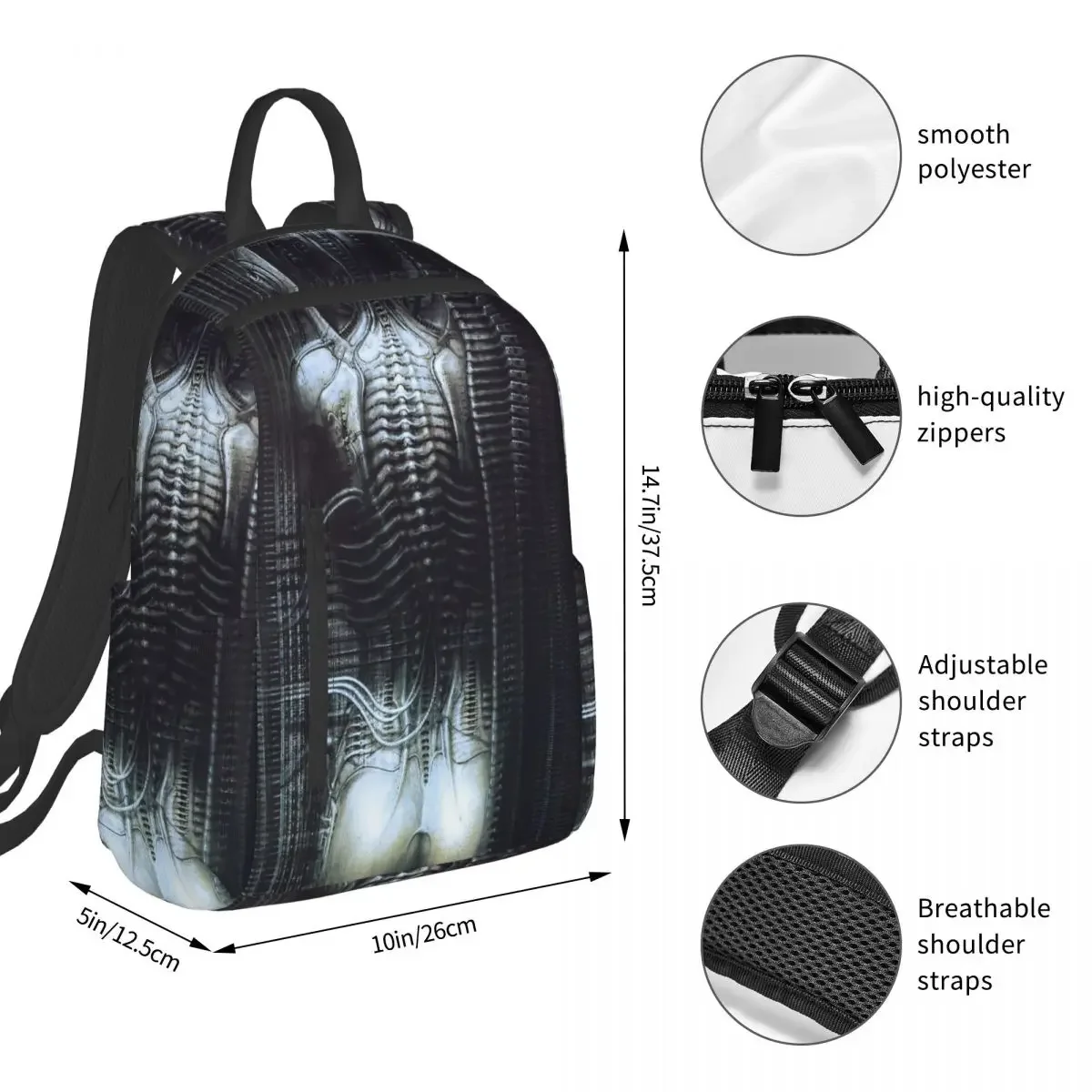 New York City Vi Torso H R Giger Backpack Student BookBag Kids School Bag Laptop Shoulder Bags Boys Girls