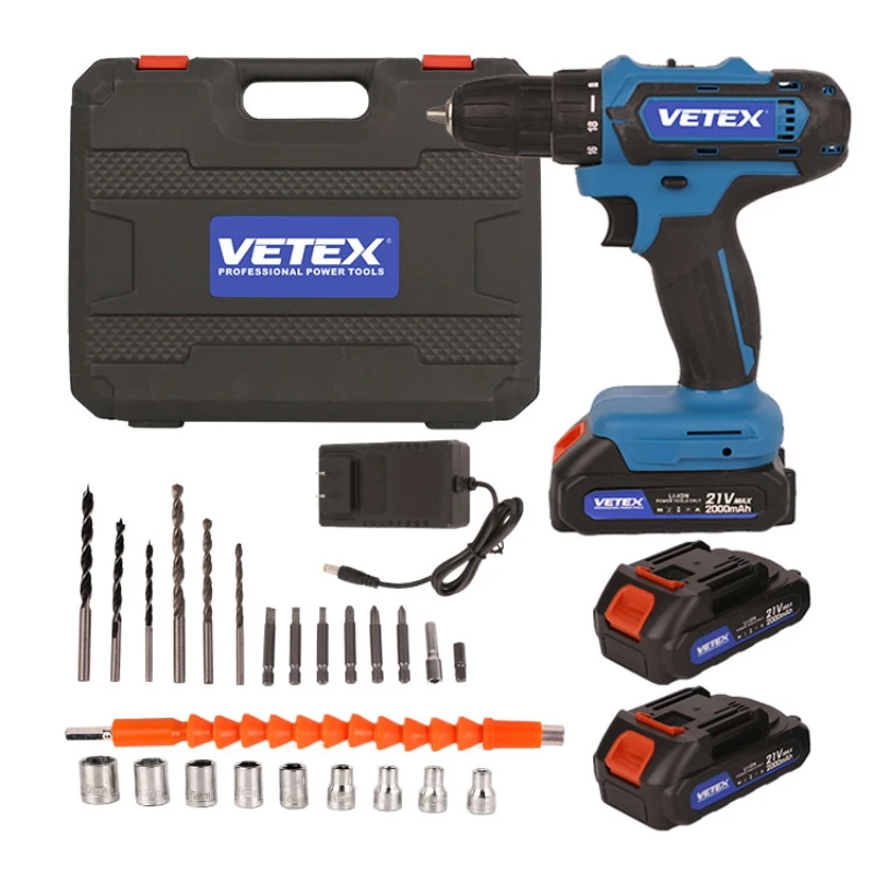 

Best Selling PD-D-3001 21V 55N·m Cordless Brushed Electric Drill Power Tools Set with 2 Batteries & 1 Charger for Household DIY