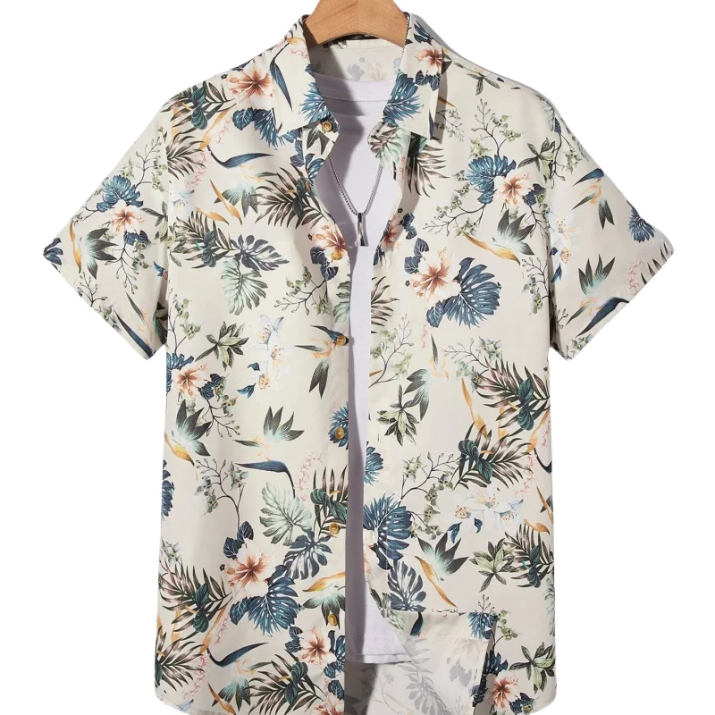 Children's Clothing Hawaiian Shirts for Children Leaf Print Casual Beach Fashion Shirt Outdoor Clothes for Children Short Sleeve