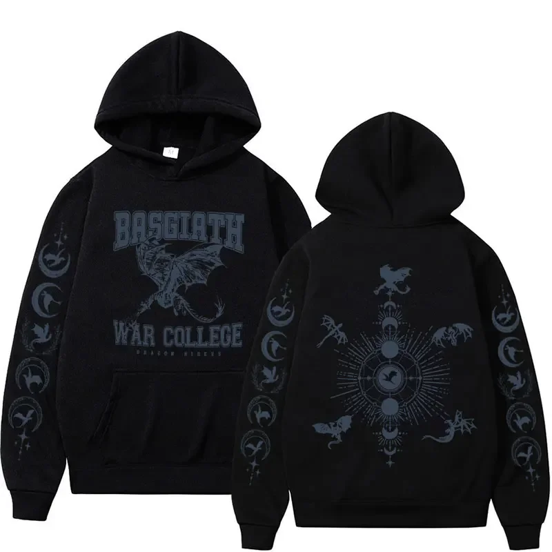 Fourth Wing Double-Sided Hoodies Basgiath War College Bookish Dragon Rider Hoodie Men Women Harajuku Vintage Pullover Sweatshirt