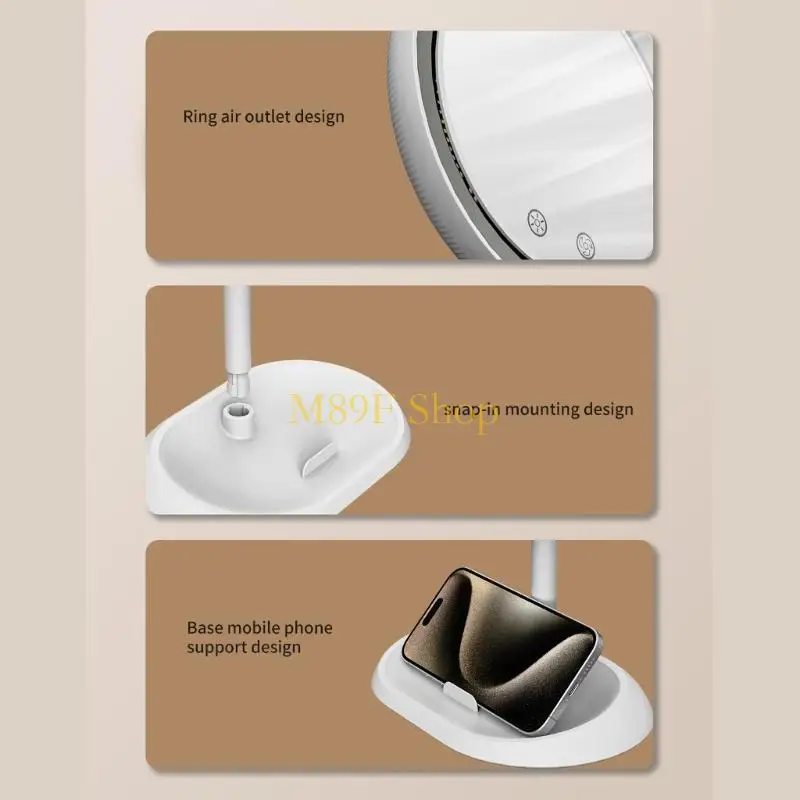 M89F Tabletop Lighted Makeup Mirror with Rear Fan for Home Grooming