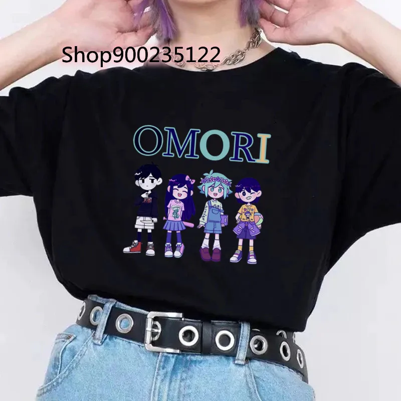 

Games OMORI Shirts For Women Cartoon Graphic Harajuku Tees Tshirt Print Summer Top Woman t shirt 2022 Casual Female clothing