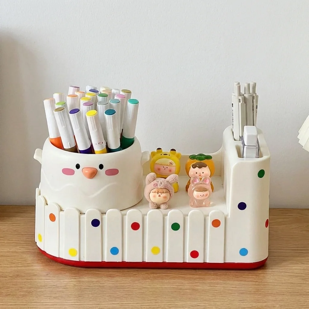 Large Capacity Pen Holder Multifunctional Desk Organizer Multiple Compartments Stationery Storage Box Cosmetic Brush Organizer
