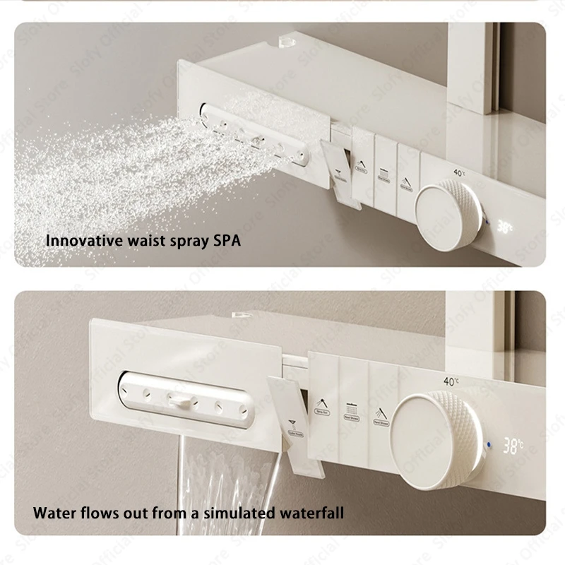 현대식 대형 레인 샤워 시스템, 디지털 디스플레이, 다중 모드 샤워 세트, 피아노 키 숨김형 바닥 배수구, 가정 및 호텔용