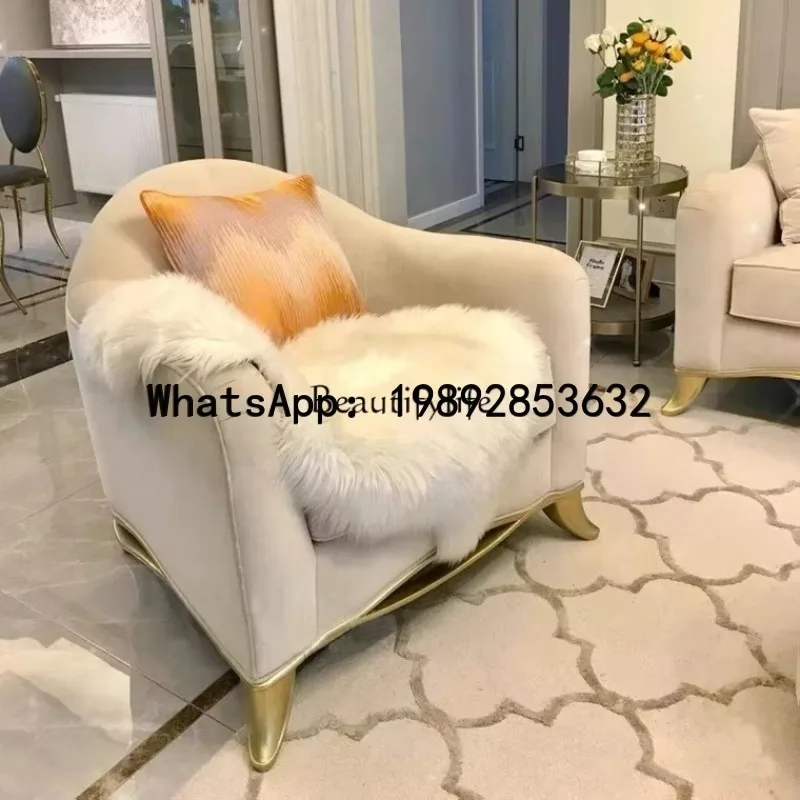 

American light luxury modern art solid wood ribbon sofa living room luxury fabric velvet