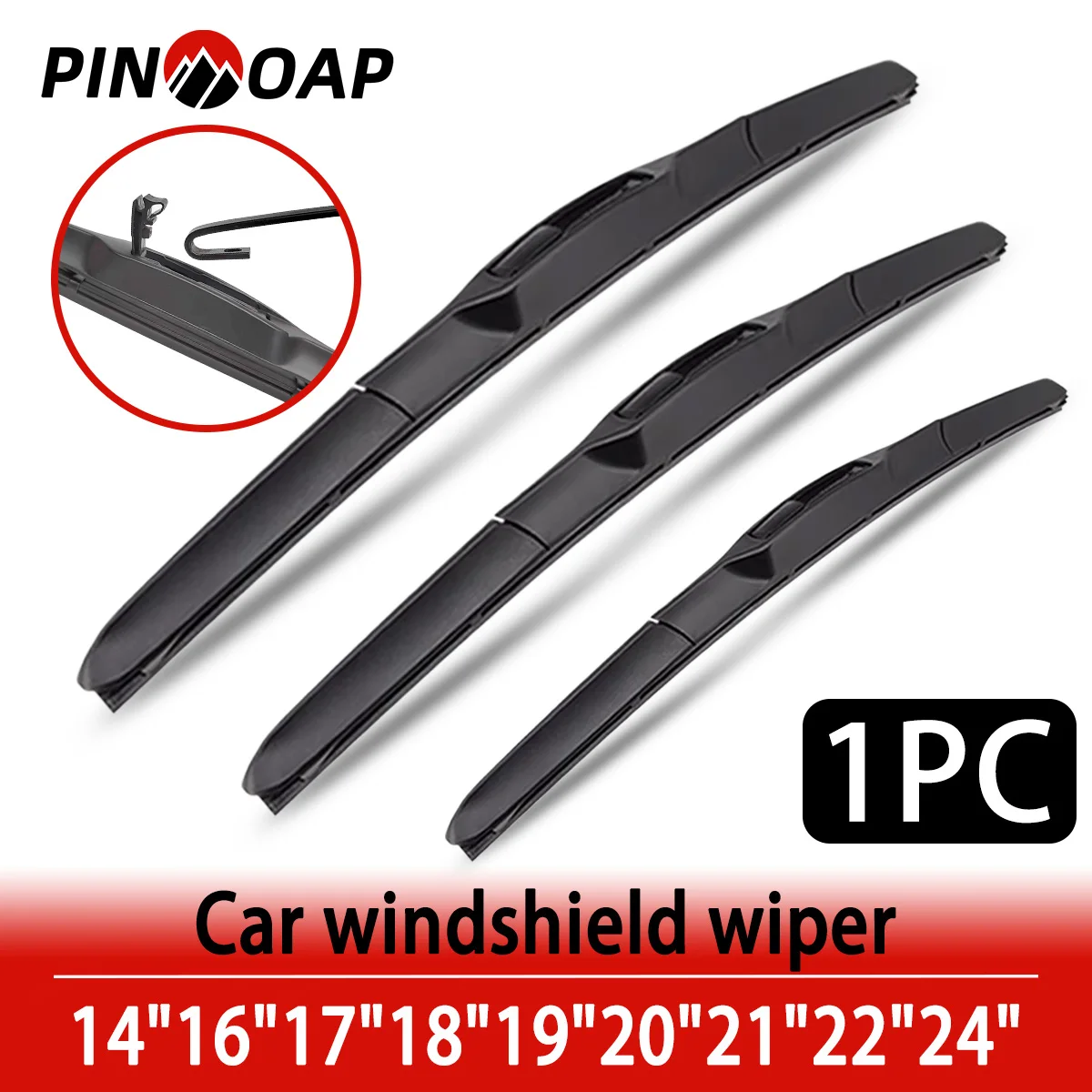 Automobil Scheibenwischerblatt Universal J/U Haken Dreistufiger Wischer 14 "16" 17 "18" 19 "20" 21 "22" 24 "Auto Wischerblatt Zubehör