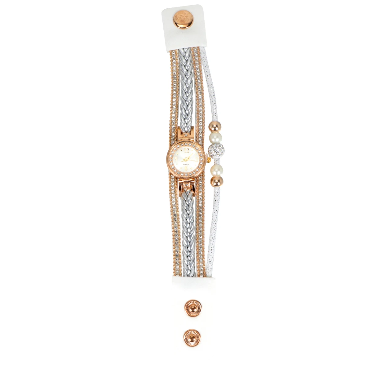 Rhinestone Women Braided Wrist Watch Fashion Quartz Watch Wrist Chain White Unique Design Durable Safe Material Creative