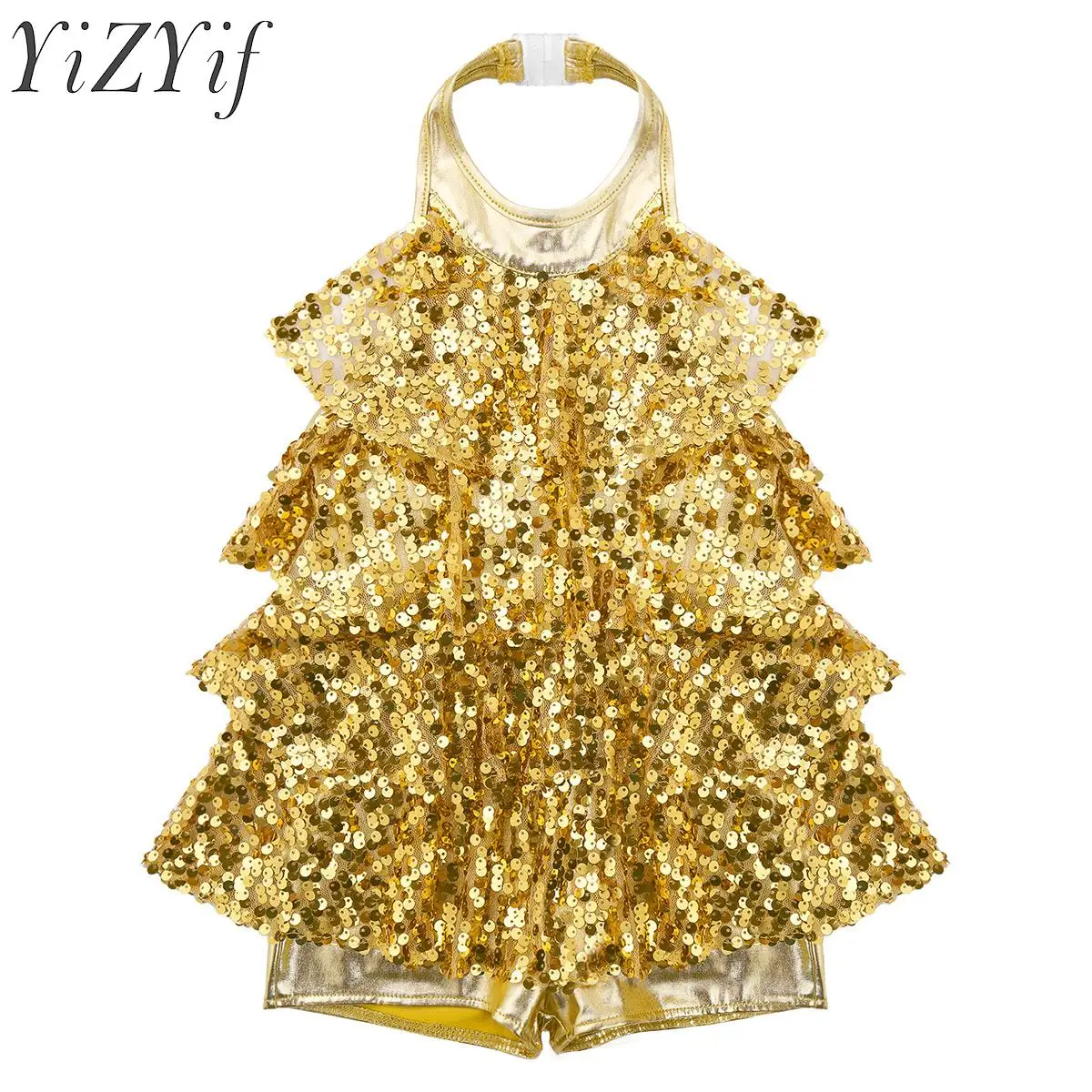 Kids Girls Sequins Ballet Leotard Dress Gymnastics Tutu Dancewear Performance Ballerina Costume for Modern Latin Jazz Dancing