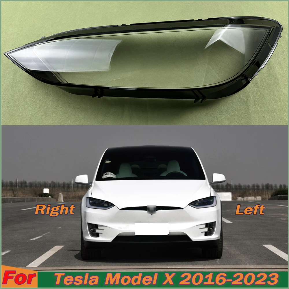 

For Tesla Model X 2016-2023 Headlamp Cover Headlight Transparent Lens Lamp Shell Masks Plexiglass Replace Original Lampshade