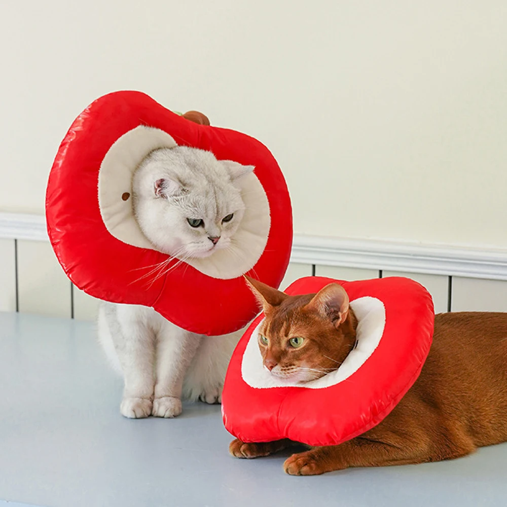 Pet Protective Collar Apple Cotton Ring Cat Head Cover Dog Neck Cone Recovery Sterilization Feeding Anti-Bite Lick Protect