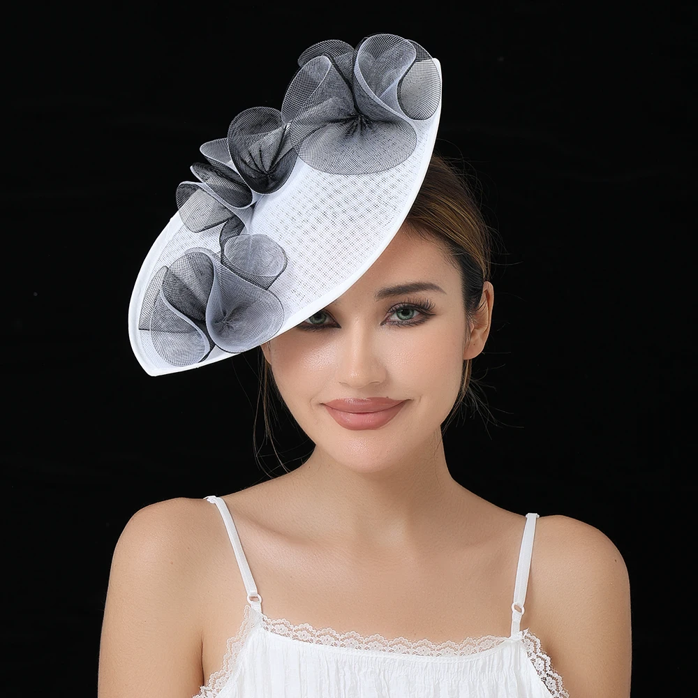 Women Fascinator Elegant Sweet Flower Mesh Hair Band Bride Headdress Designed For Tea Party Celebration And Wedding Photography