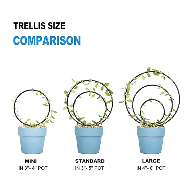 Set Of 3 Indoor Round Plant Trellises For Climbing Houseplants  Metal Frames For Potted Ivy Outdoor Potted Plant Support