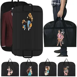 Garment Bags Black Non-woven Fabric Waterproof Clothes Hanging Dust Cover Wardrobe Organizing Bags Banquet Clothing Handbag