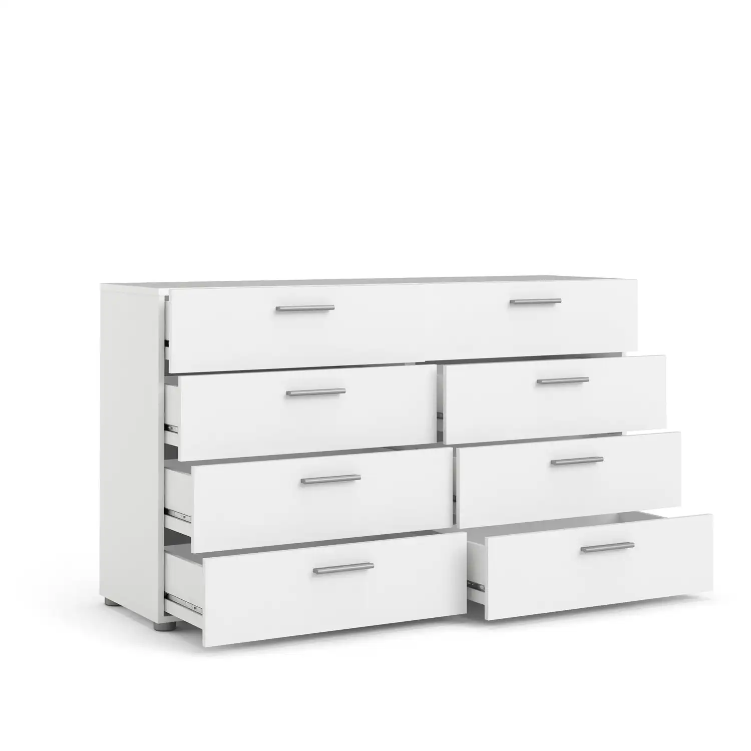 Imagem -02 - Independente Duplo Armazenamento Dresser Modern Loft Madeira Contemporânea Branco Fácil Montagem Metal Glides Gavetas