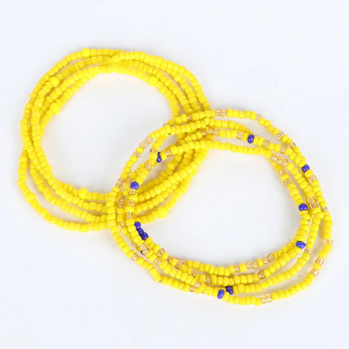 黄色の手作りガラスビーズウエストチェーン、腹部装飾、ウエストジュエリー、旅行、ダンスアクセサリー（女性用）