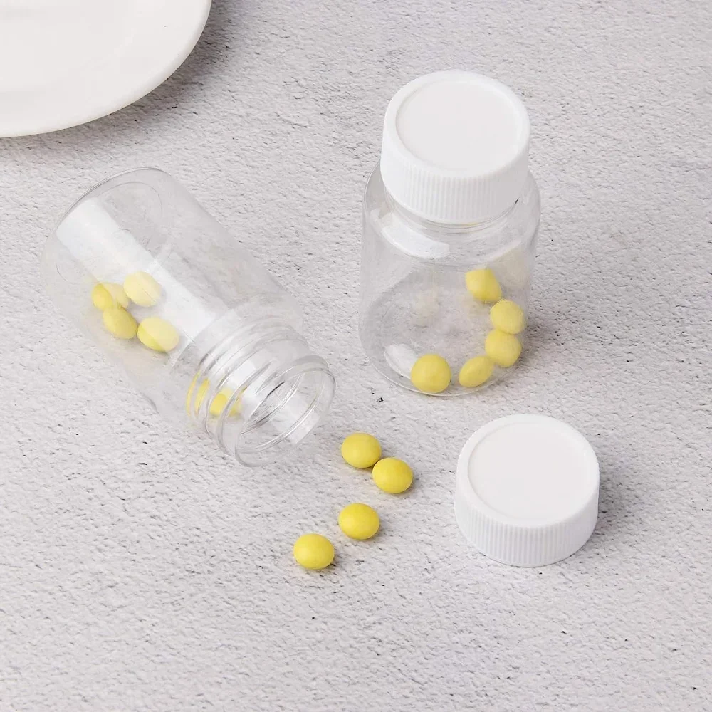 10PCS 20/30/80/100ML Plastic Clear Empty Seal Container with Screw Cap Refillable Pill Bottles Convenient for Home Travel Use