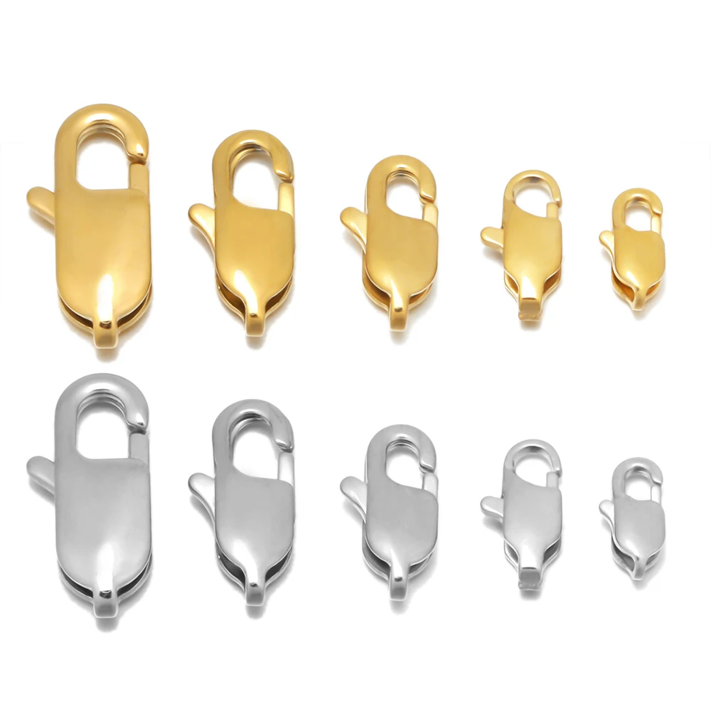 10Pcs Stainless Steel Polishing Rectangle Lobster Clasps Hooks End Clasps Connectors for DIY Jewelry Making Supplies In Bulk