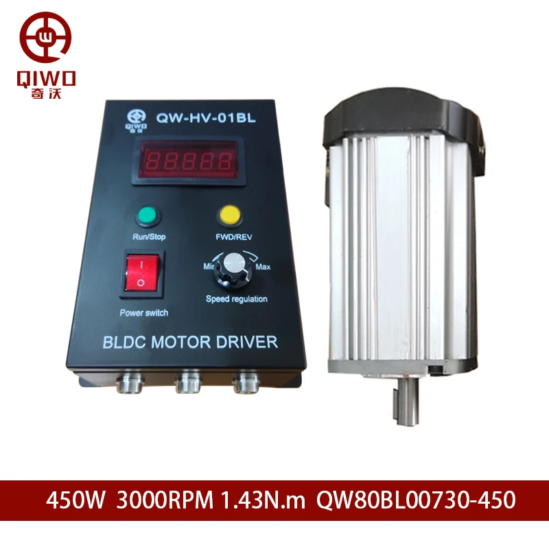 Motor Bldc de Baixo Ruído Monofásico Driver Bldc 220v Qw80bl00730450 450w Servo Motor ca 14 N.m 045kw 3000rpm