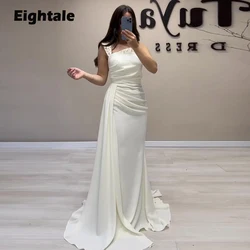 Eightale Elegant Evening Dress for Wedding Party One Shoulder Beaded with Pearls Arabic Mermaid Customized Formal Prom Gowns