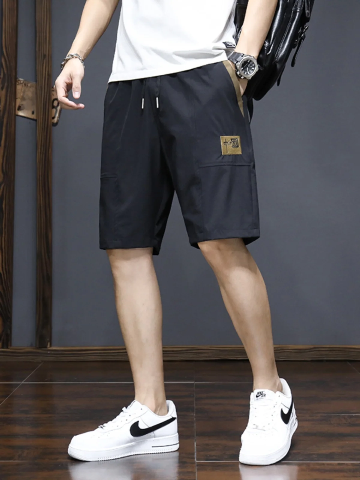 

Bullworld Ice Silk ort Pants Men's Summer Thin Casual Sports Five-Point Middle Pants Trendy Brand 20cm Boy's Long Pants