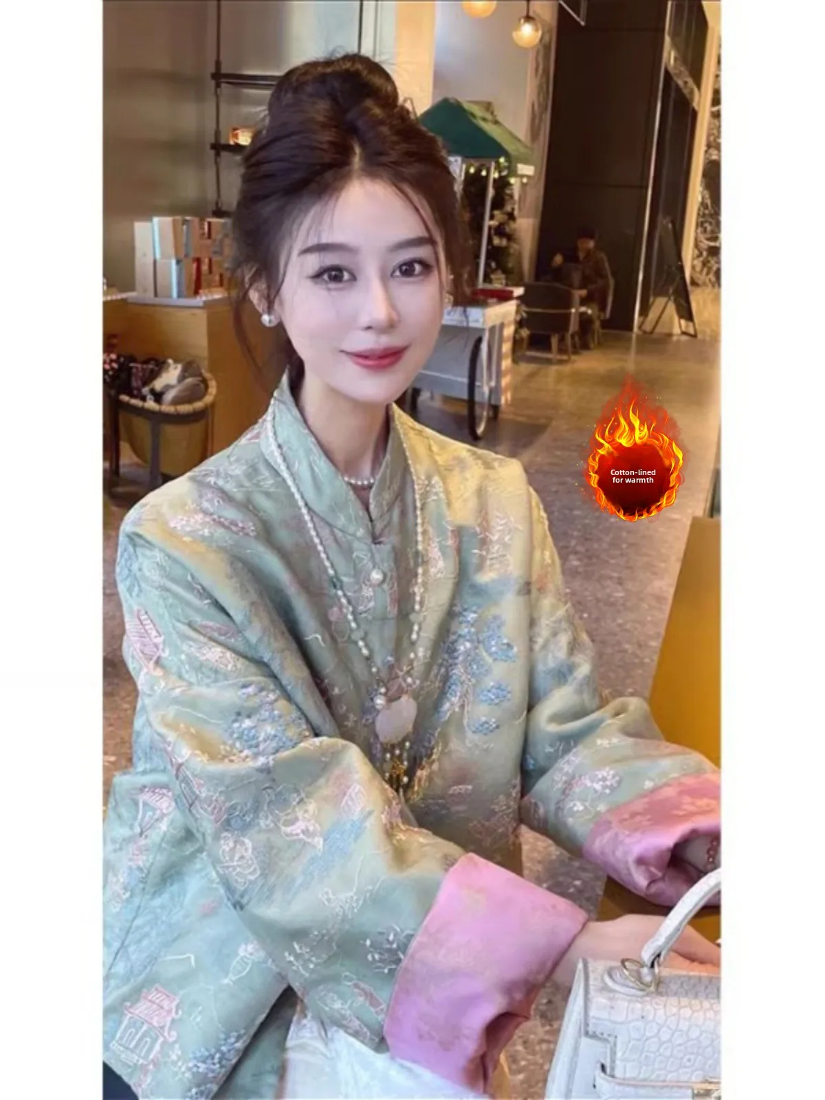 

New Chinese Sle Anti-Aging Heavy Embroidery Cotton Jaet Women's National Faion Color Blo Long Sve Stand Collar Cot...