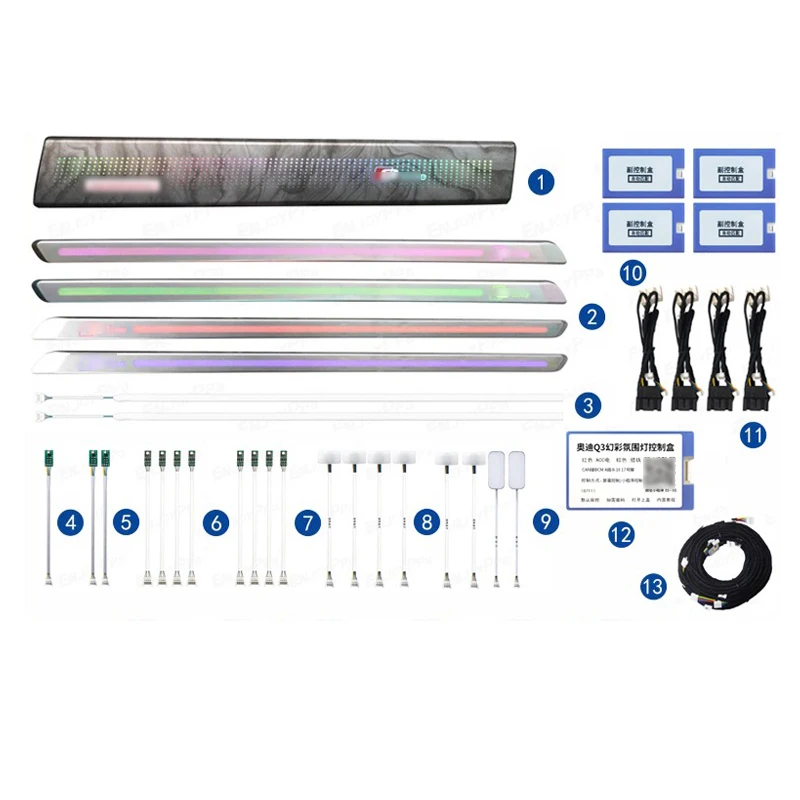 

Светодиодные многоцветные светодиодные атмосферные огни, комплект автомобильного окружающего освещения для Audi Q3 2021 2022 2023