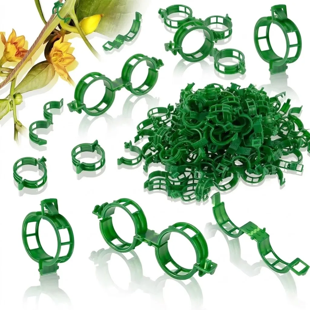 100 300 Pcs Plastic Garden Vine Strapping Clip for Climbing Plants Tomato Grape Plant Support Clips Fixture Stalks Holder