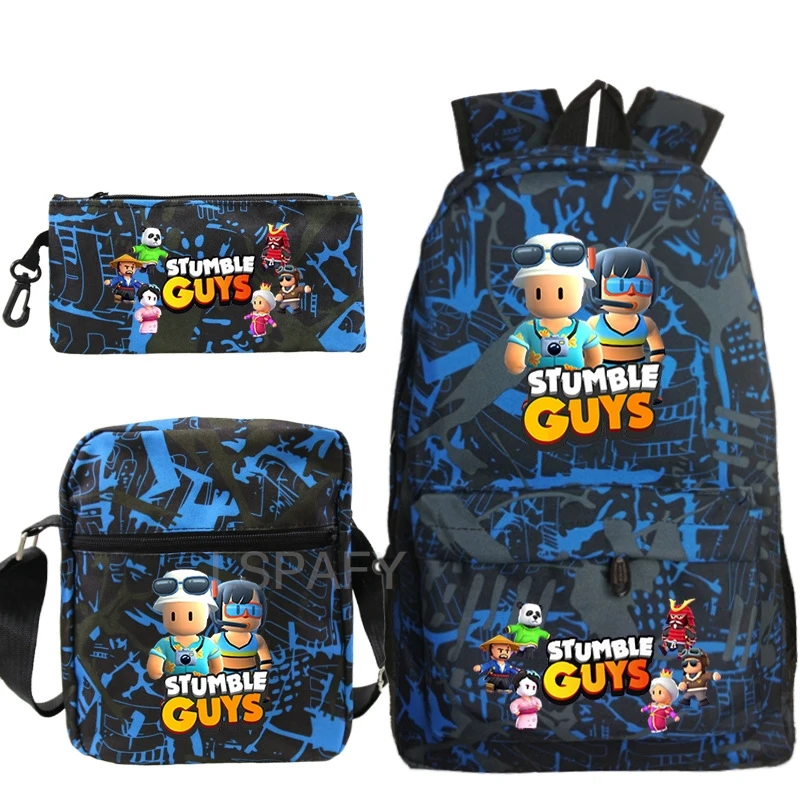 Stumble Guys Backpack 3pcs Portable Rucksack Children Cartoon School Bags Boys Girls Bookbag kids Casual Backpacks