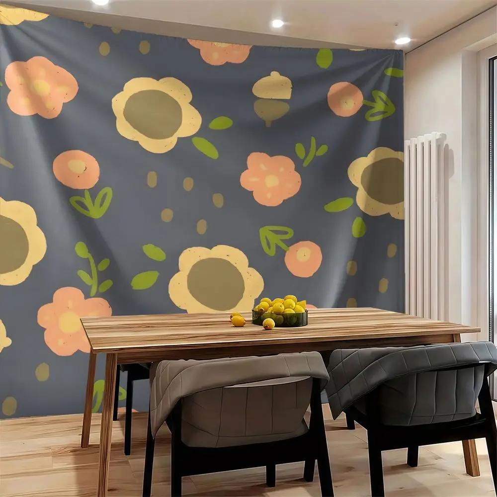 Retro Floral Acorn Digital Print Tapestry Wall Hanging Tapestries Wall Blanket Farmhouse Home Backdrop Decor