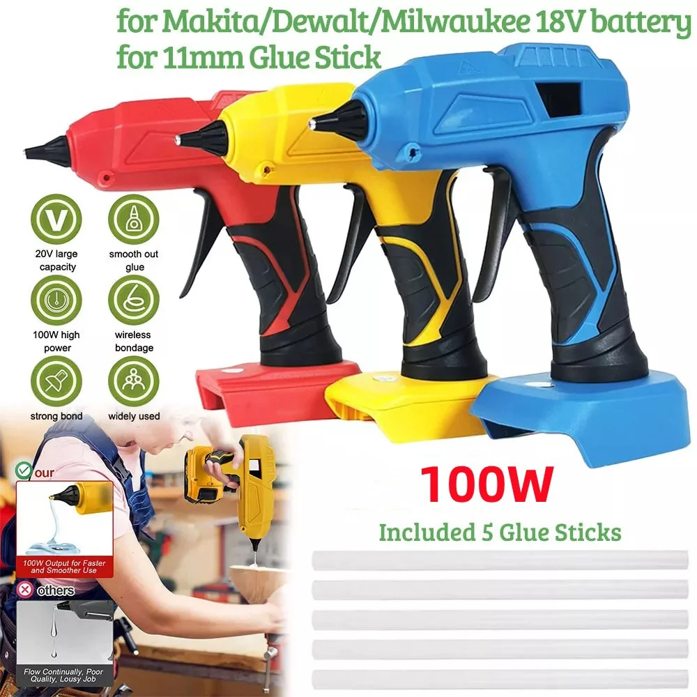 Electric Hot Melt Glue Gun 11mm Glue Stick Hot Melt Welding Air Gun For Makita Dewalt 18V Battery Cordless Glue Gun (No battery)