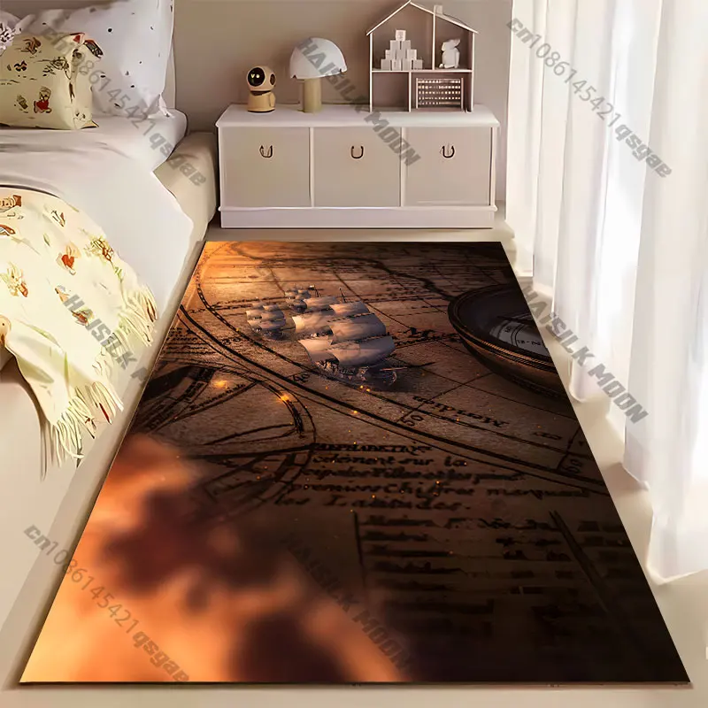 Exploration navigation ships old map carpet Yoga living room room decor children's crawling mat doormat area rug games mat