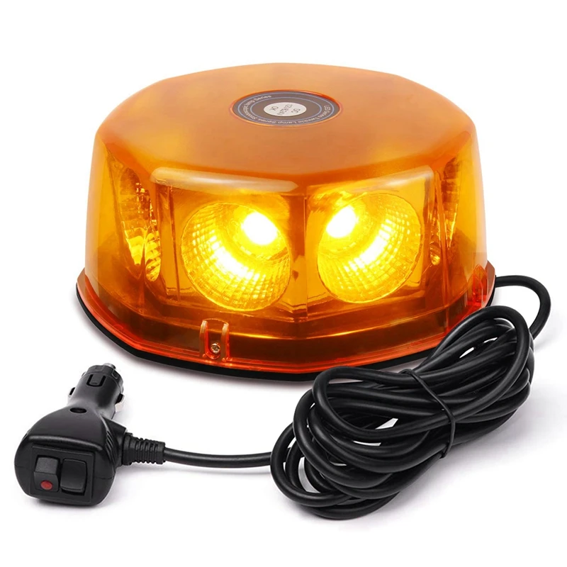 12-24V 8-COB LED Strobe Light Yellow/Amber Warning Lights Super Bright Emergency Warning Flash Beacon Light With Magnetic Base F