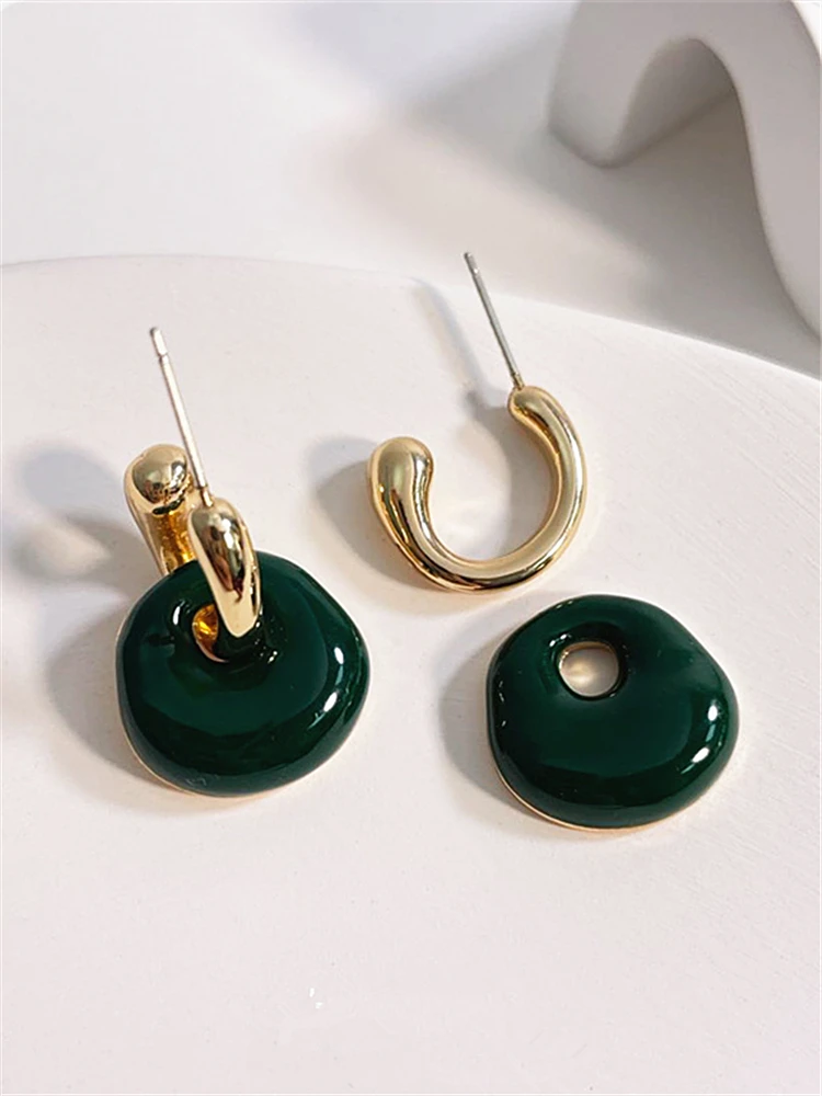 kshmir 2022 Drop oil combination earrings female Korean atmosphere quality Klein blue emerald earrings wholesale accessories